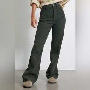 NEW Pacsun Corduroy High-Rise Bootcut Button Fly Jeans Pants Olive Green Sz 29
